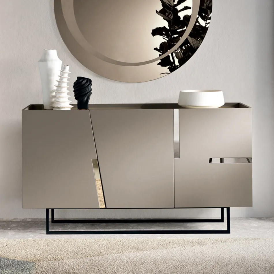 Living Room Sideboard with 3 Doors in Lacquered MDF Made in Italy - Elena Viadurini