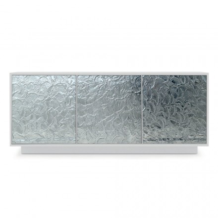 Living Room Sideboard in Matt Lacquered Wood and Glass Made in Italy - Fiorenza Viadurini