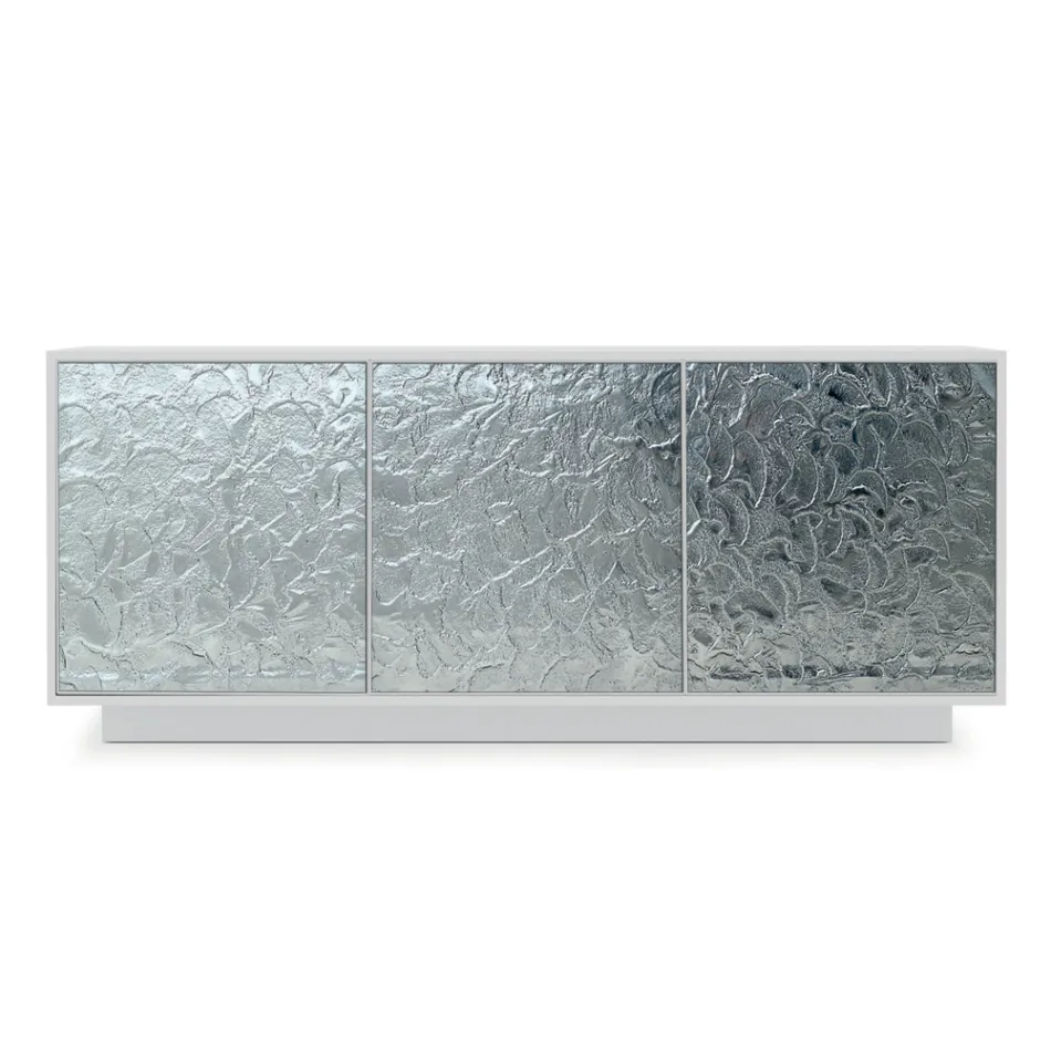 Living Room Sideboard in Matt Lacquered Wood and Glass Made in Italy - Fiorenza Viadurini