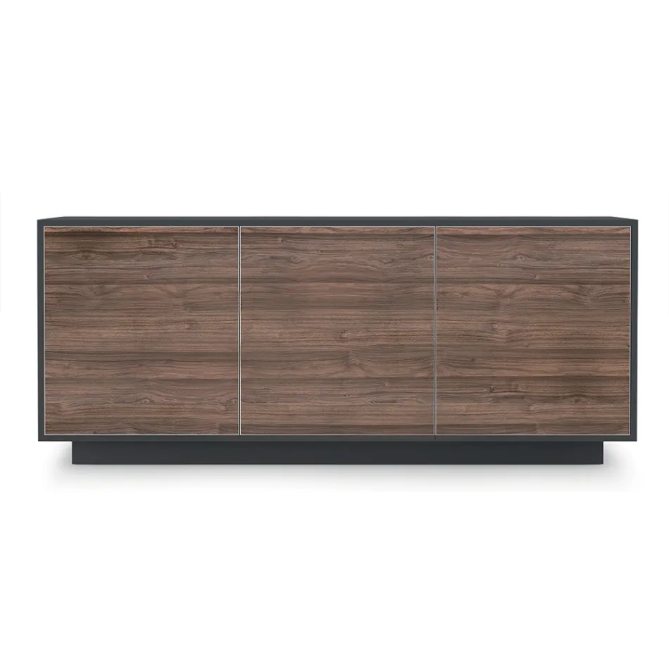 Living Room Sideboard in Matt Wood and HPL Laminate Made in Italy - Fiorenza Viadurini
