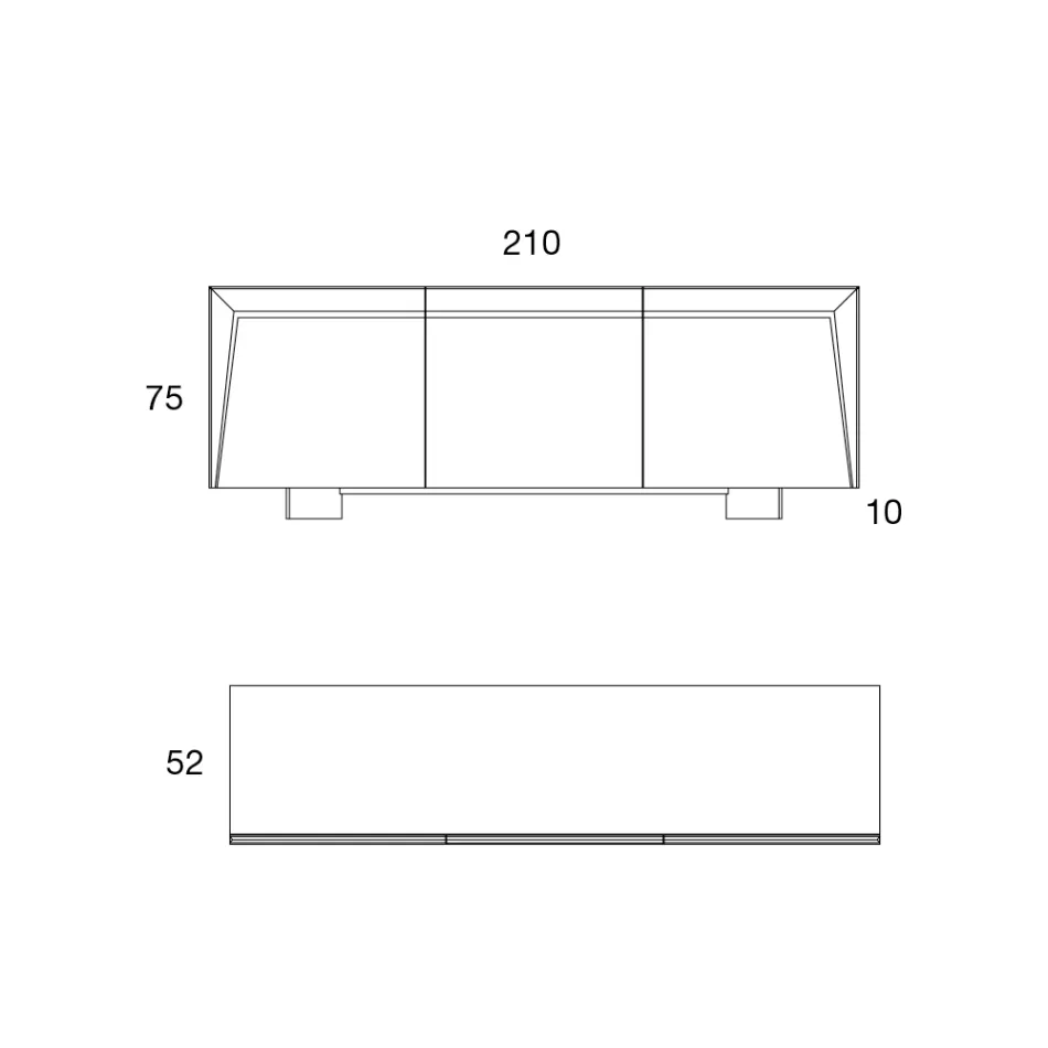 3-Door Wooden Sideboard with Inclined Edge and Ceramic Top - Mondolfo Viadurini