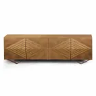 2 or 4 Doors Wooden Sideboard with Crystal Shelves Made in Italy - Gardena Viadurini