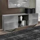 2 or 4 Doors Wooden Sideboard with Crystal Shelves Made in Italy - Gardena Viadurini