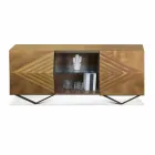 2 or 4 Doors Wooden Sideboard with Crystal Shelves Made in Italy - Gardena Viadurini