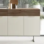 Sideboard in Ecological Wood with 4 Doors with Drawers and Ash Top - Tamara Viadurini