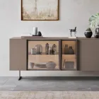 Sideboard in Ecological Wood, Glass and Metal for 4-Door Luxury Living Room - Bruno Viadurini