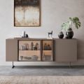 Sideboard in Ecological Wood, Glass and Metal for 4-Door Luxury Living Room - Bruno