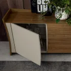 Sideboard in Lacquered Wood 2 Doors 3 Drawers Curvilinear Italian Design - Celio Viadurini