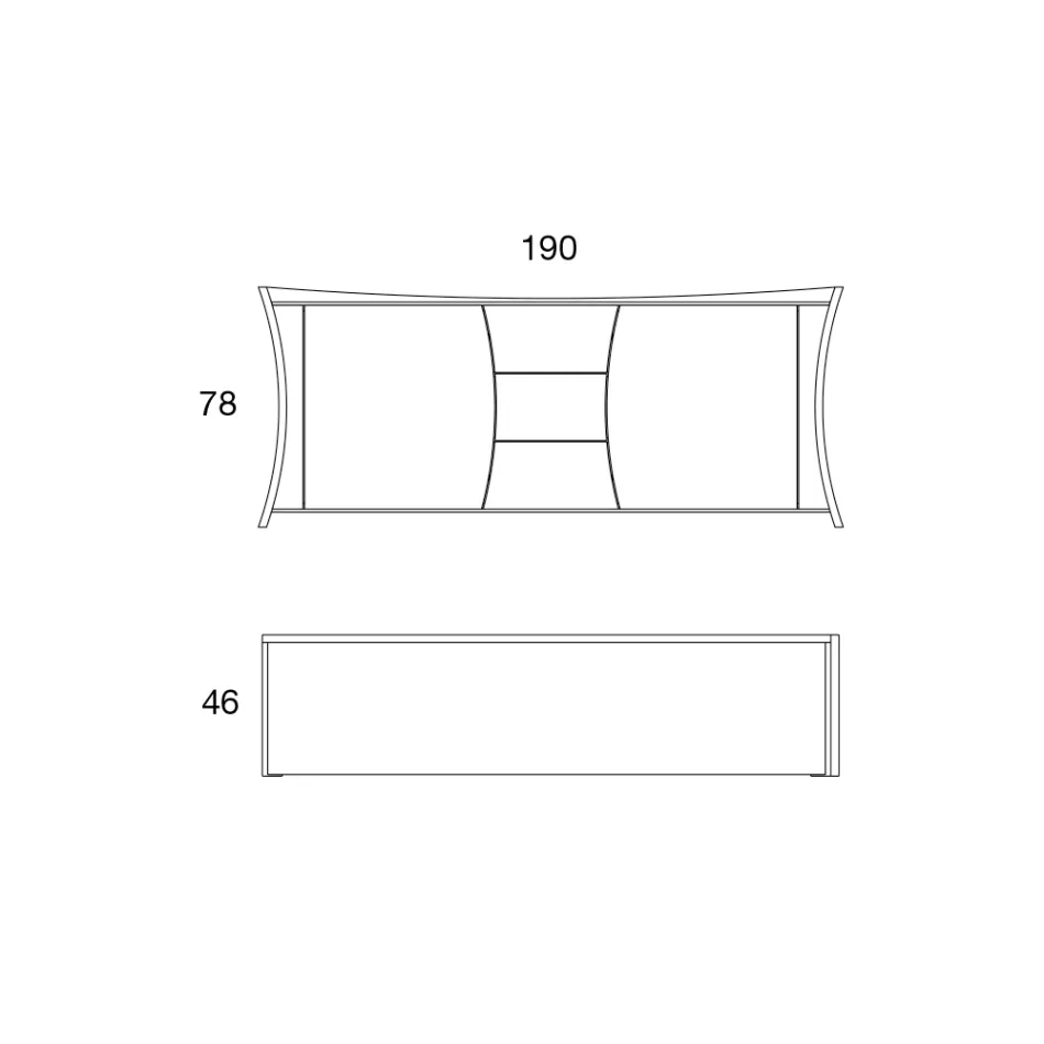 Sideboard in Lacquered Wood 2 Doors 3 Drawers Curvilinear Italian Design - Celio Viadurini