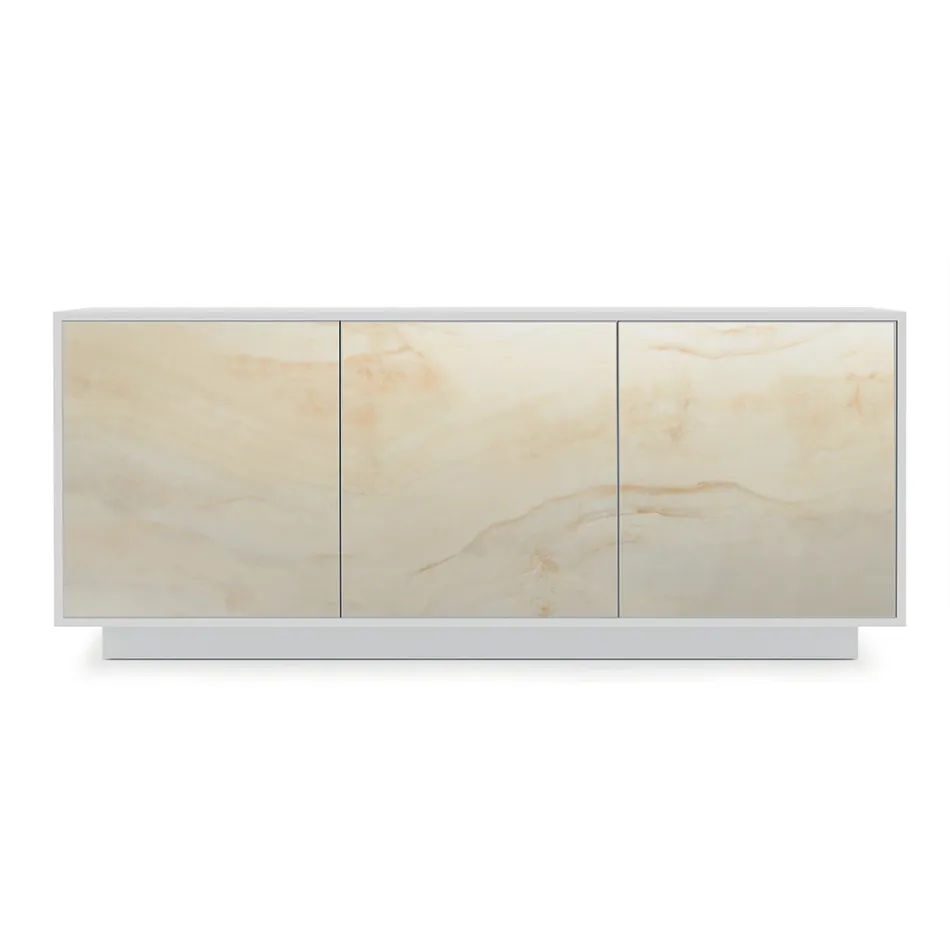 Sideboard in Lacquered Wood with 2 or 3 Ceramic Doors Made in Italy - Fiorenza Viadurini