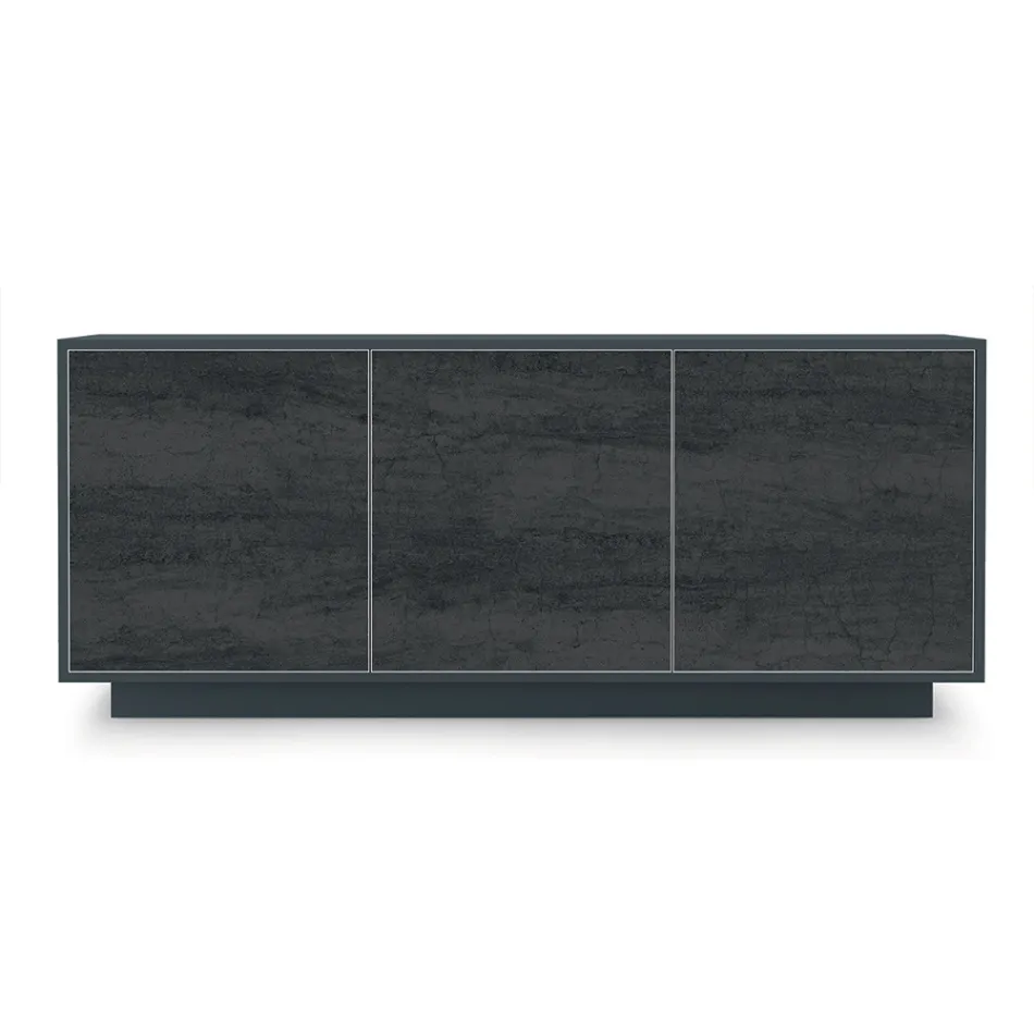 Sideboard in Lacquered Wood with 2 or 3 Ceramic Doors Made in Italy - Fiorenza Viadurini