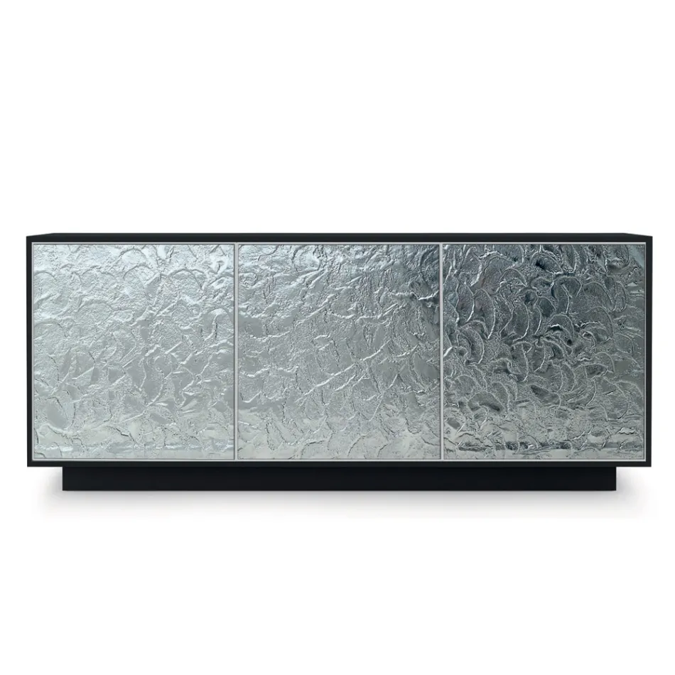Sideboard in Matt Lacquered Wood with Glass Doors Made in Italy - Fiorenza Viadurini