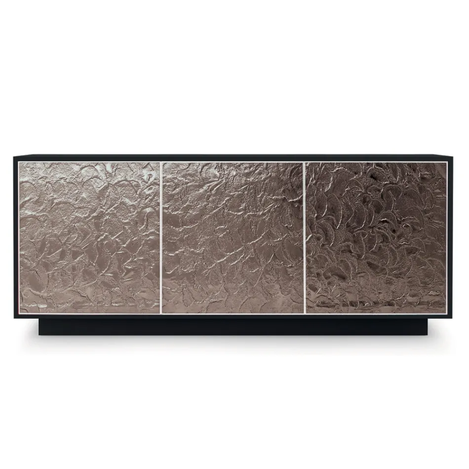Sideboard in Matt Lacquered Wood with Glass Doors Made in Italy - Fiorenza Viadurini