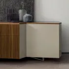 Sideboard in Mdf with 2 Doors and 2 Protruding Drawers Inclined Sides - Caspiter Viadurini