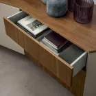Sideboard in Mdf with 2 Doors and 2 Protruding Drawers Inclined Sides - Caspiter Viadurini