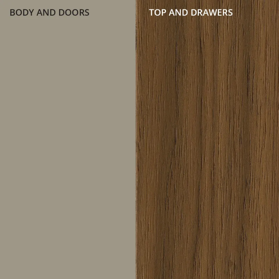 Sideboard in Mdf with 2 Doors and 2 Protruding Drawers Inclined Sides - Caspiter Viadurini