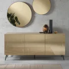 Sideboard in Melamine with Mirror Covered Doors Made in Italy - Ester Viadurini
