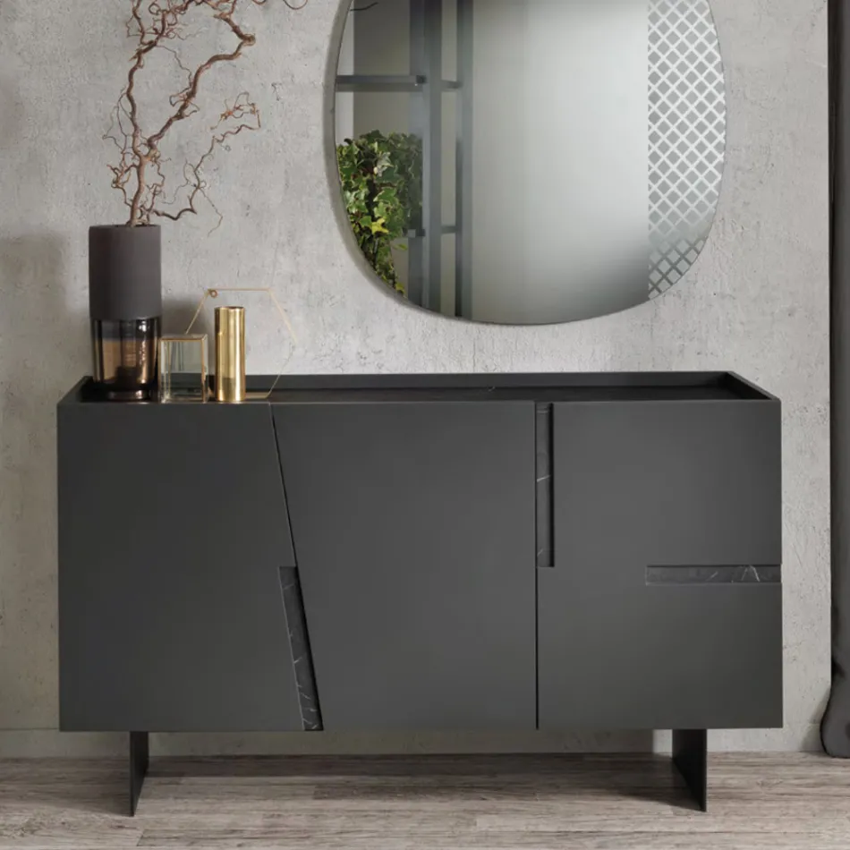 Madia in Melamine and Mdf with Laminate Inserts Made in Italy - Gordita Viadurini