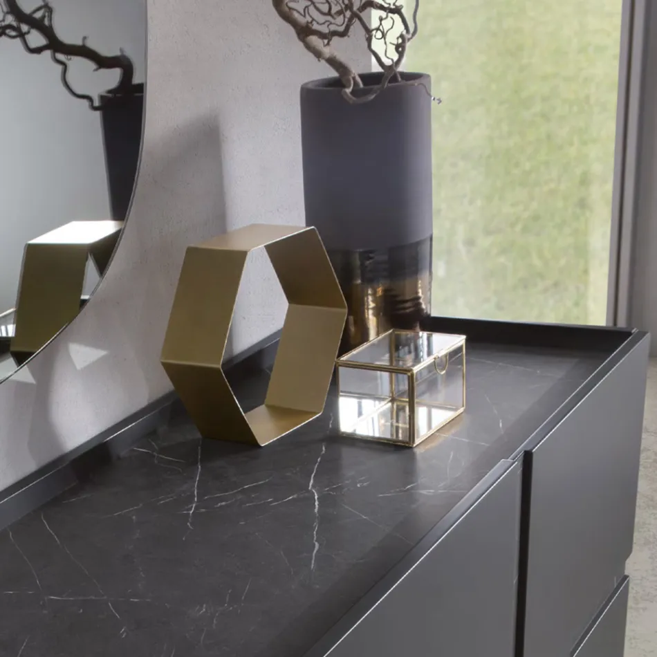 Madia in Melamine and Mdf with Laminate Inserts Made in Italy - Gordita Viadurini