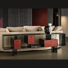 Glass Sideboard with Three Drawers, Elegant Design, Made in Italy - Senera Viadurini