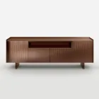 Back-Lacquered Glass Sideboard with Solid Wood Profile Made in Italy - Lutea Viadurini