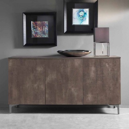 Modern Sideboard with Three Doors in Bronze or Gray Melamine Made in Italy - Clemente Viadurini