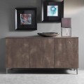 Modern Cupboard, Three Doors Melamine Wood Bronze or Grey Made in Italy – Clemente