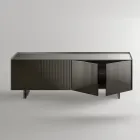 Modern Sideboard with Hinged Doors in Back-Lacquered Glass Made in Italy - Lutea Viadurini