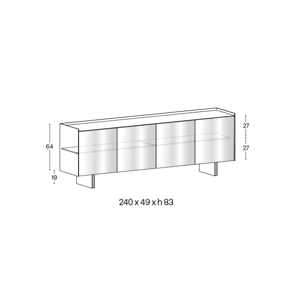 Modern Sideboard with Hinged Doors in Back-Lacquered Glass Made in Italy - Lutea Viadurini