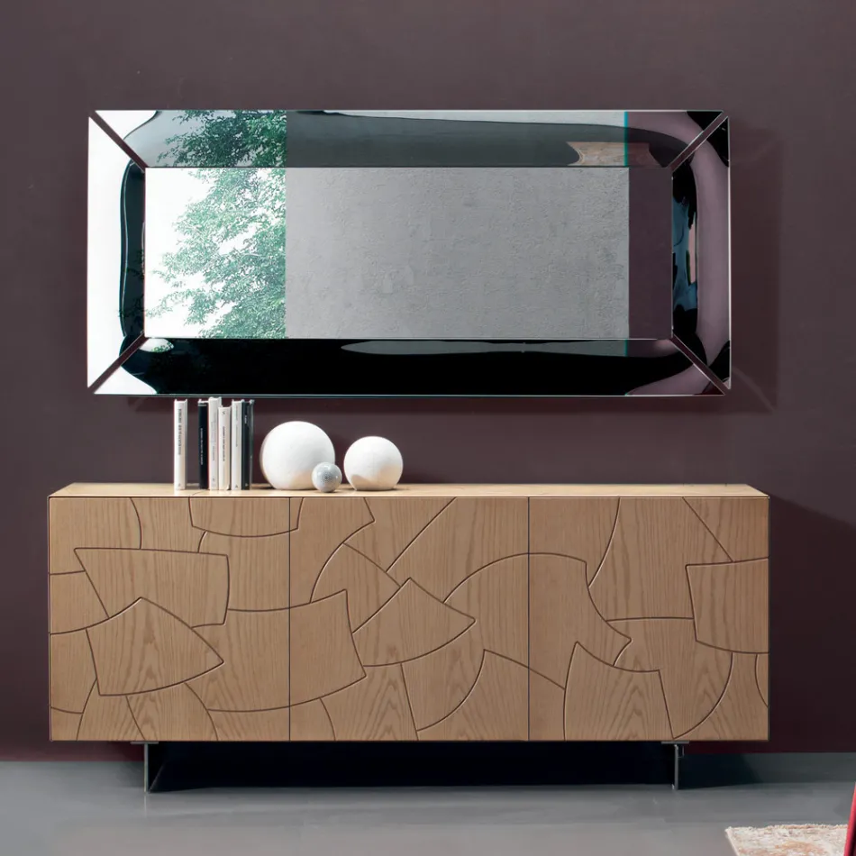 Modern Sideboard in Veneered Ash Wood Made in Italy - Galassia Viadurini