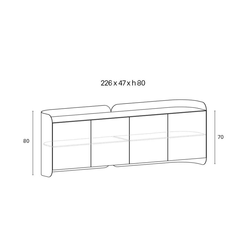 Modern Sideboard in Wood and Curved Metal, Made in Italy - Rugiada Viadurini