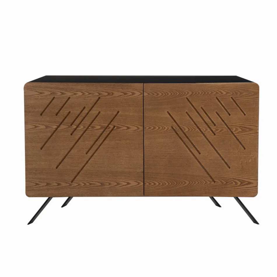 Living Room Sideboard in Mdf with 2 or 3 Door Engravings Made in Italy - Elegance Viadurini