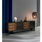Living Room Sideboard 2 Ceramic Doors and Smoked Glass Structure Made in Italy - Sciocca Viadurini