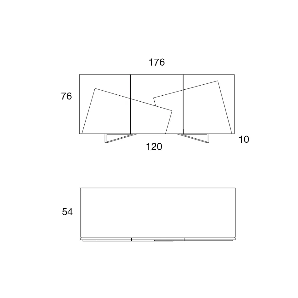Living Room Sideboard in Lacquered Mdf 3 Doors with Ceramic Inserts - Imperio Viadurini