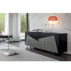 Living Room Sideboard in Lacquered Mdf 3 Doors with Ceramic Inserts - Imperio Viadurini