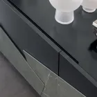 Living Room Sideboard in Lacquered Mdf 3 Doors with Ceramic Inserts - Imperio Viadurini