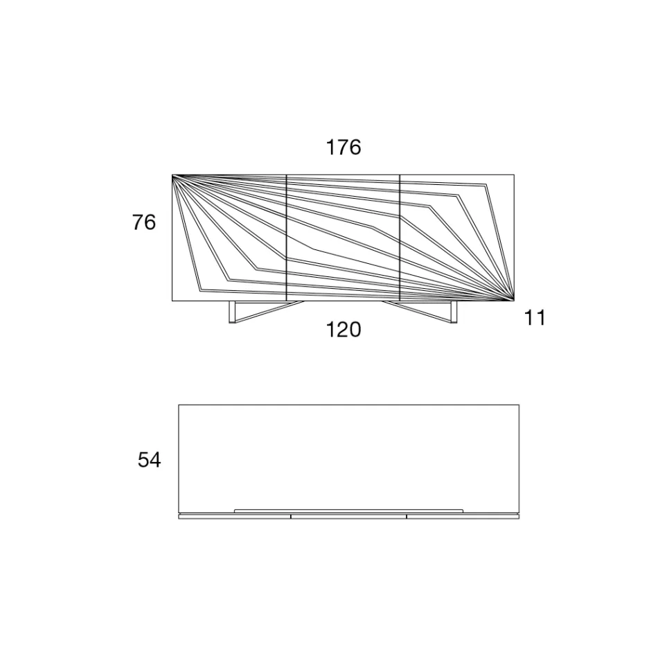 Living Room Sideboard in Lacquered Mdf 3 Doors with Screen Printed Inlays - Saronno Viadurini