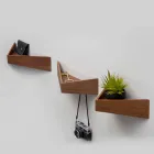 Design Wall Shelf in Plywood and Metal with Coat Rack - Berema Viadurini