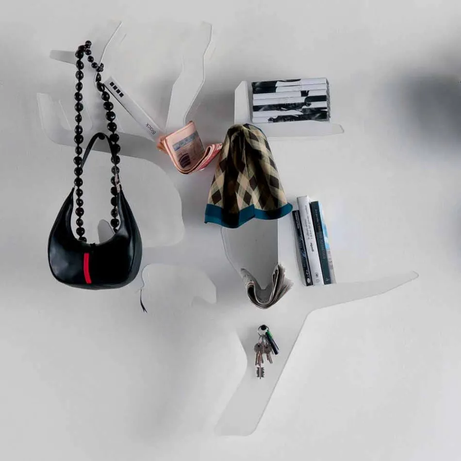 Plexiglass Wall Shelf with Coat Hooks Made in Italy - Neon Viadurini