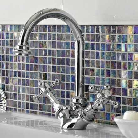 1 Hole High Spout Basin Mixer in Vintage Brass Made in Italy - Elisea Viadurini