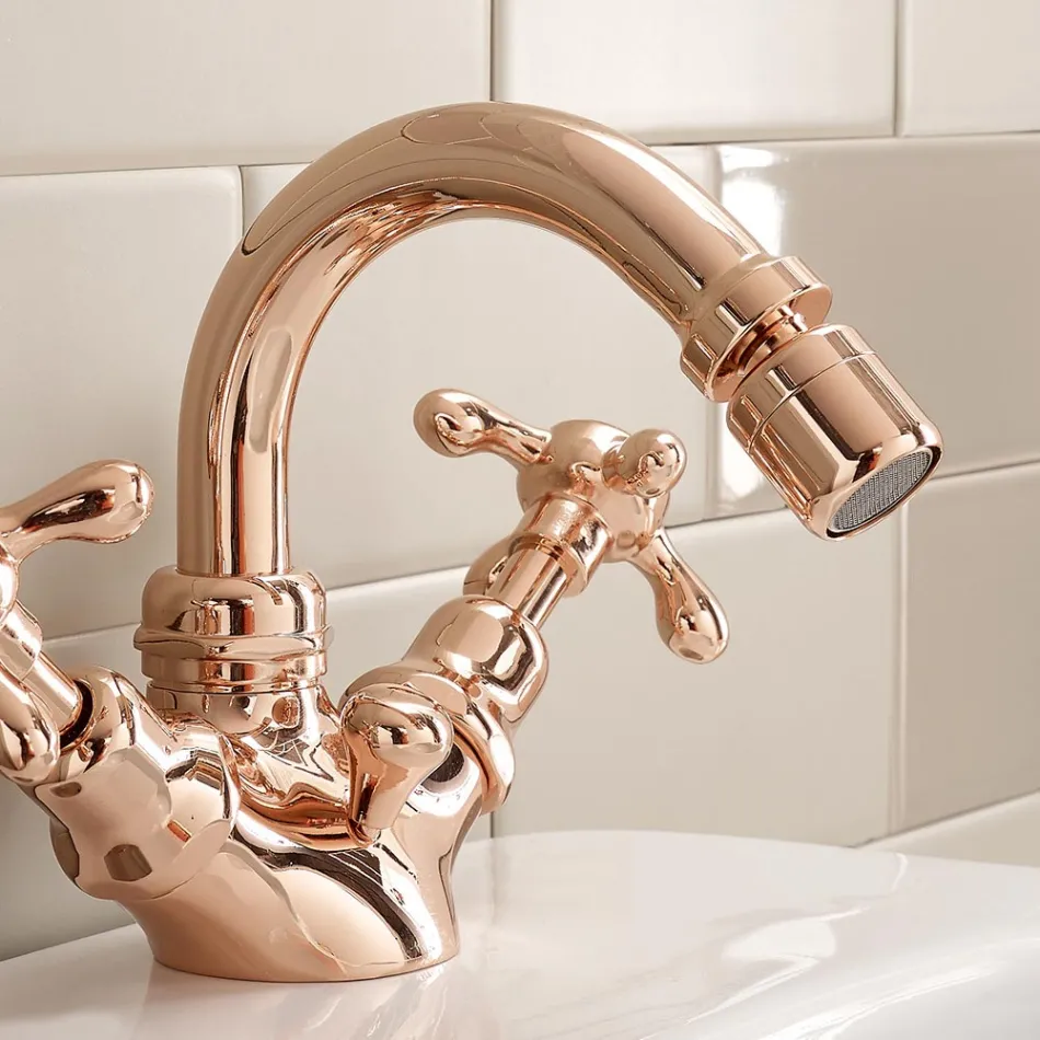 Vintage Design Single Hole Bidet Mixer in Brass Made in Italy - Klarisa Viadurini