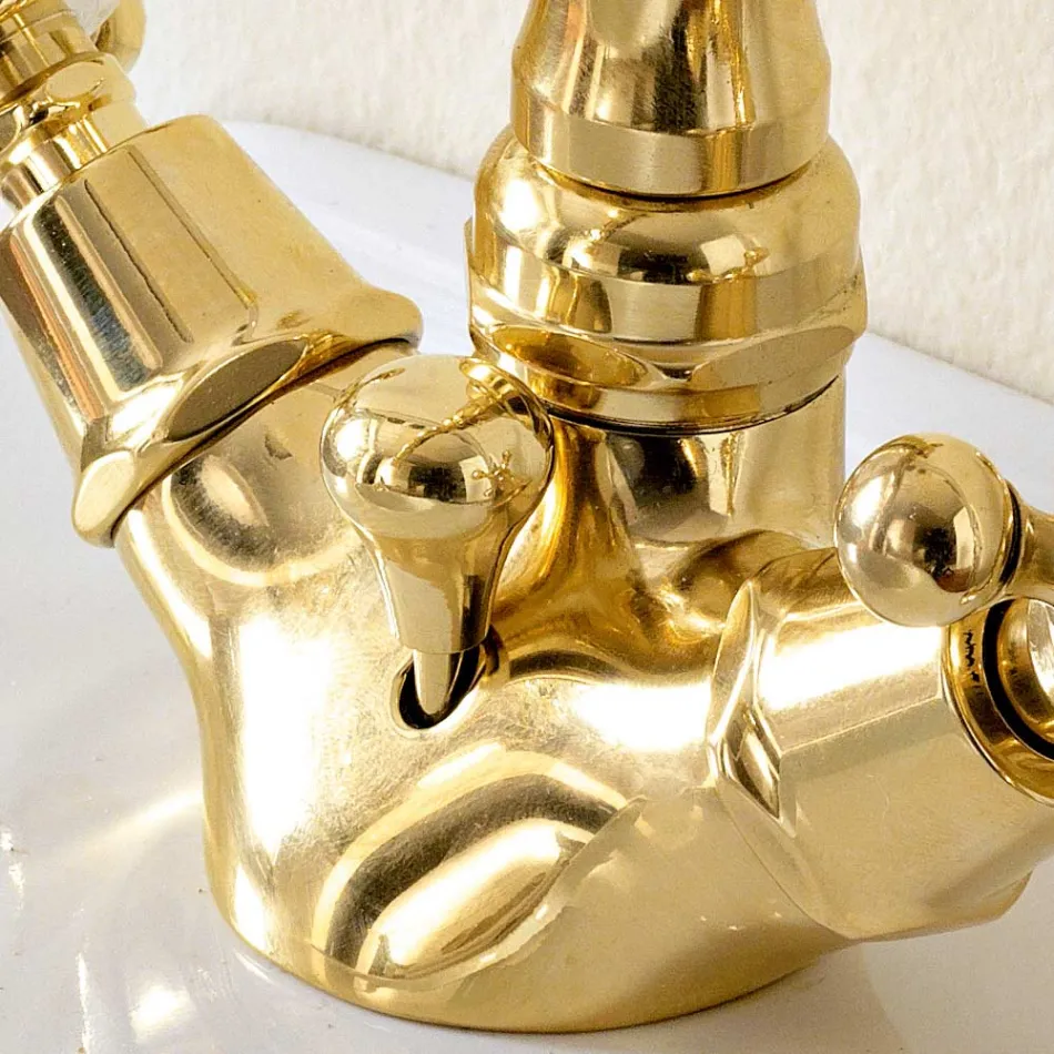 Vintage Style Single Hole Bidet Mixer in Brass Made in Italy - Ursula Viadurini