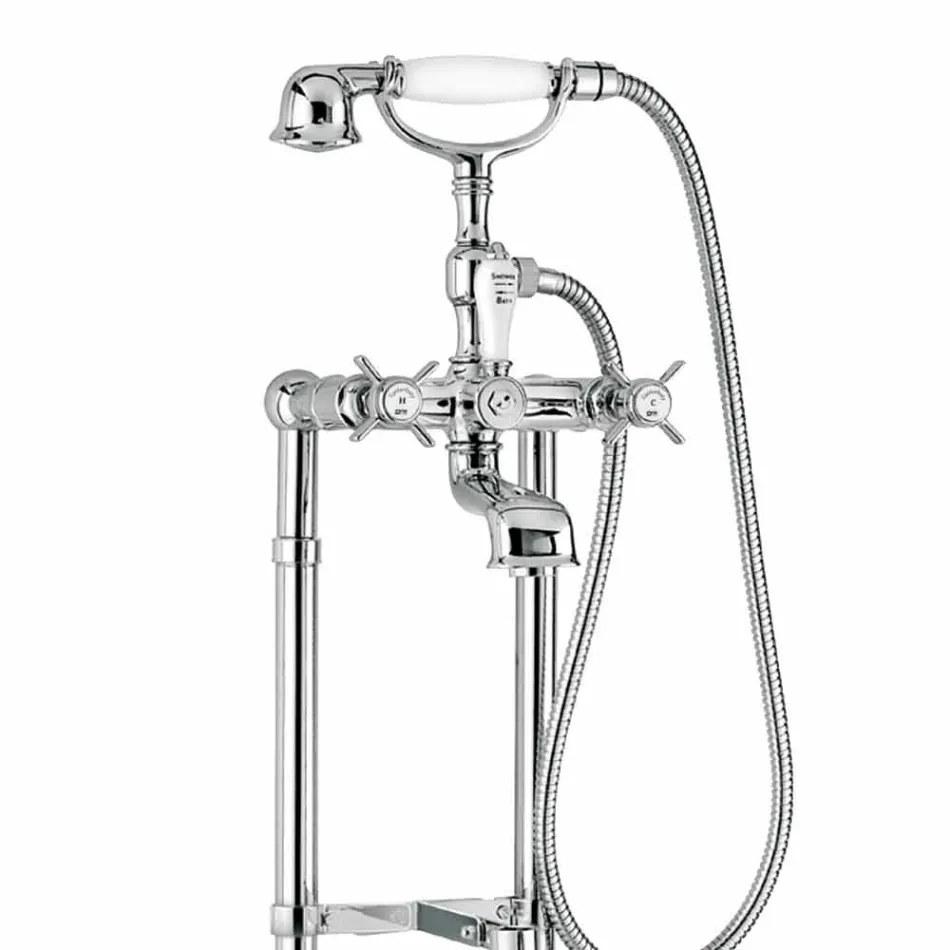 Classic Floor Mixer for Bathtub Made in Italy Brass - Omidio Viadurini