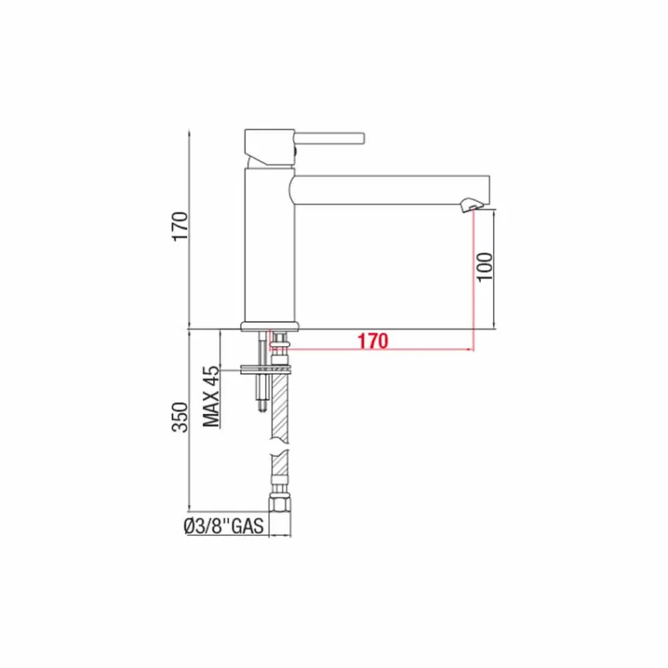 Brass basin mixer with spout 170 mm center distance Made in Italy - Ermia Viadurini