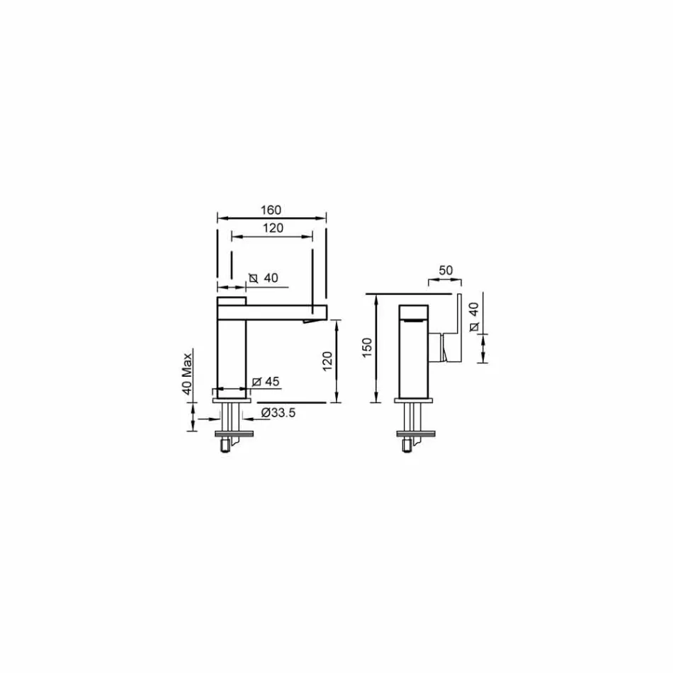 Side Lever Basin Mixer Without Drain in Brass Made in Italy - Panela Viadurini