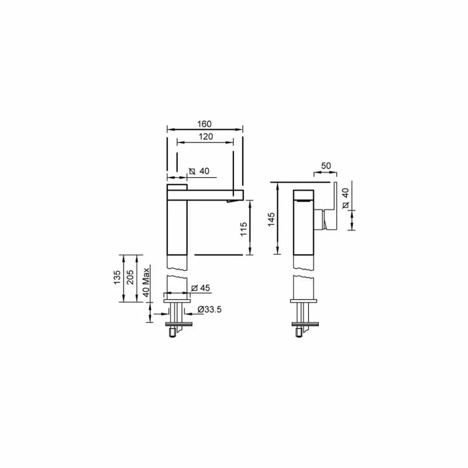 Bathroom Sink Mixer with Side Lever Made in Italy - Panela Viadurini
