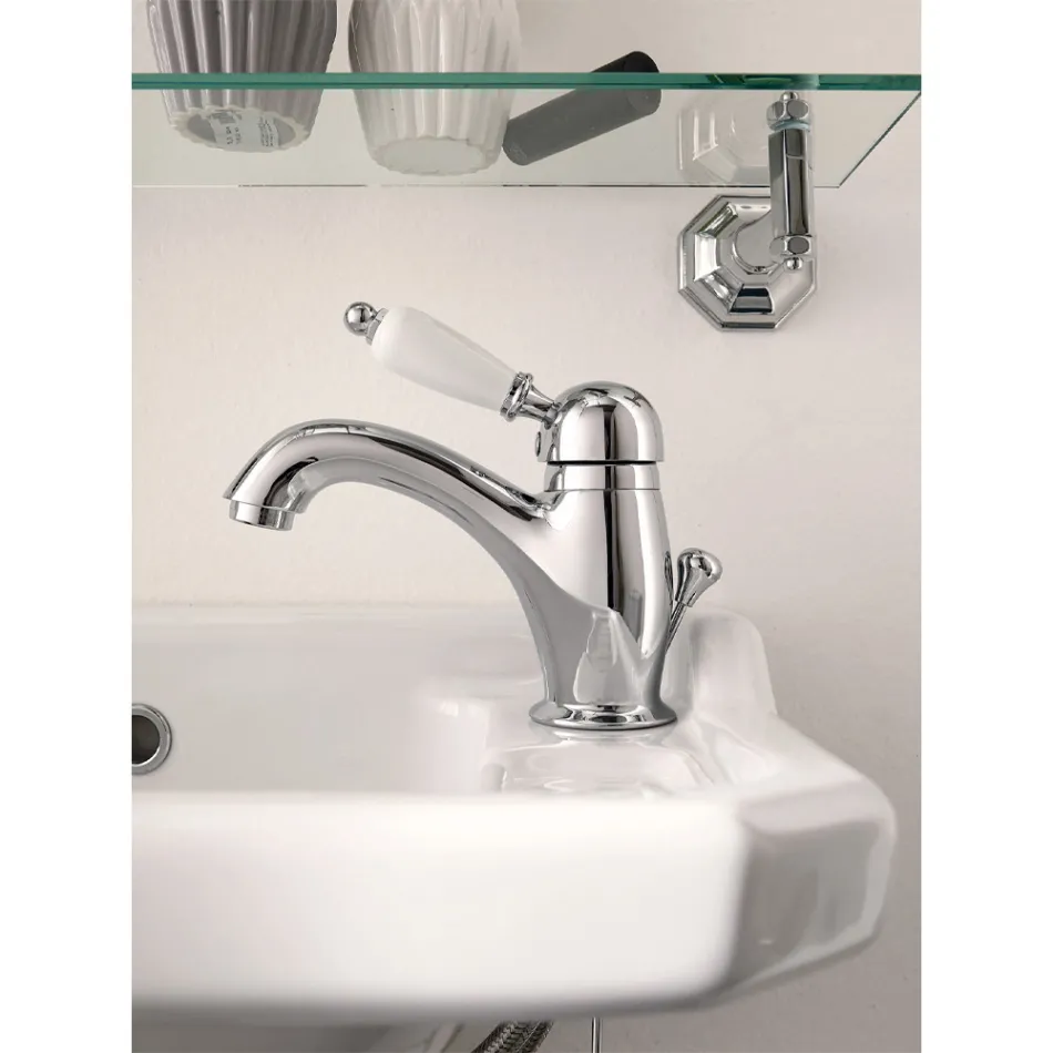 Classic Style Handmade Brass Basin Mixer with Lever - Noriana Viadurini