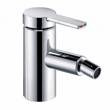 Modern bidet mixer with pop-up waste in chrome metal - zanio Viadurini