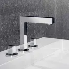 Modern Three-Hole Chrome Metal Bathroom Sink Mixer - Girino Viadurini