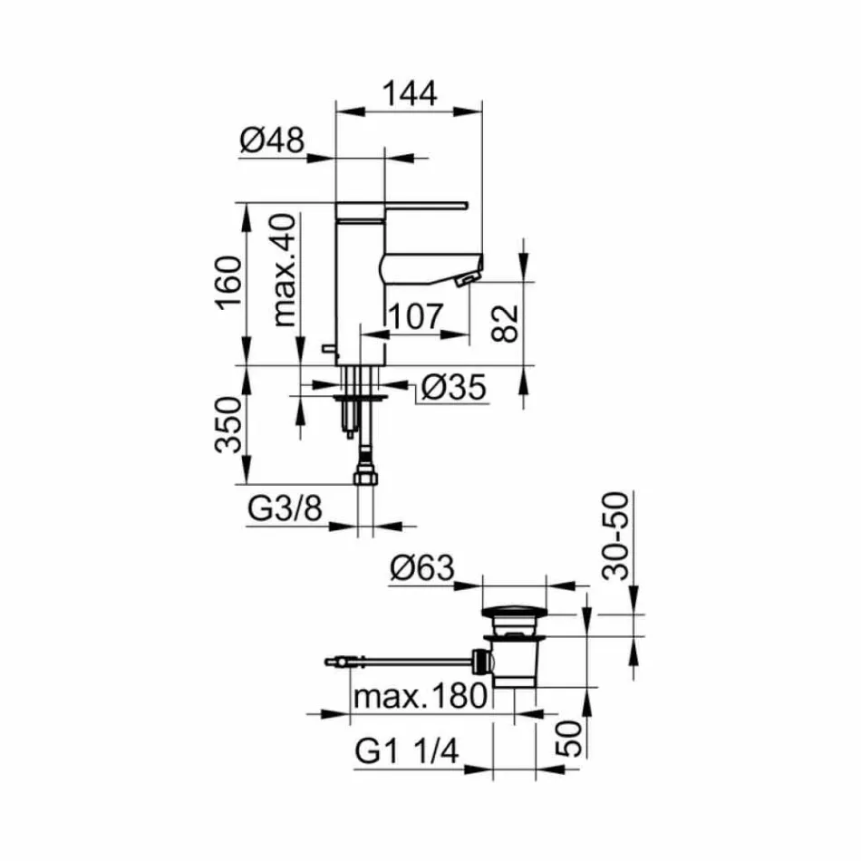 Modern Bathroom Sink Mixer in Chrome-Plated Metal - Zanio Viadurini
